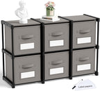 Geelin 6 Cube Storage Organizer with Fabric Bins and Labels 11 Inch, Fabric Collapsible Cubby Clothes Storage Drawer Dresser for Bedroom Living Room Office Organization
