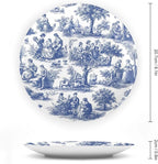 Navy Blue White Decorative Toile Print Decorative Plate of 6", 7", 9", 10", Customize Design Collector Plates, Kitchen Art Decoration Decorations Office, Unique Art with Stand