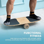 XCMAN Balance Board Surf Trainer with Adjustable Stoppers - 3 Different Distance Options Bamboo Balance Board for Surfing, Snowboarding, Skiing, Skateboarding, Yoga Training