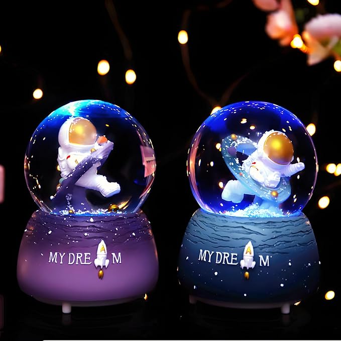 Christmas Snow Globe, Musical Snow Globe with Color Changing Led Lights, Automatic Snow Fall Effect, Christmas Decorations with Music Box Gifts for Girls Kids(A)