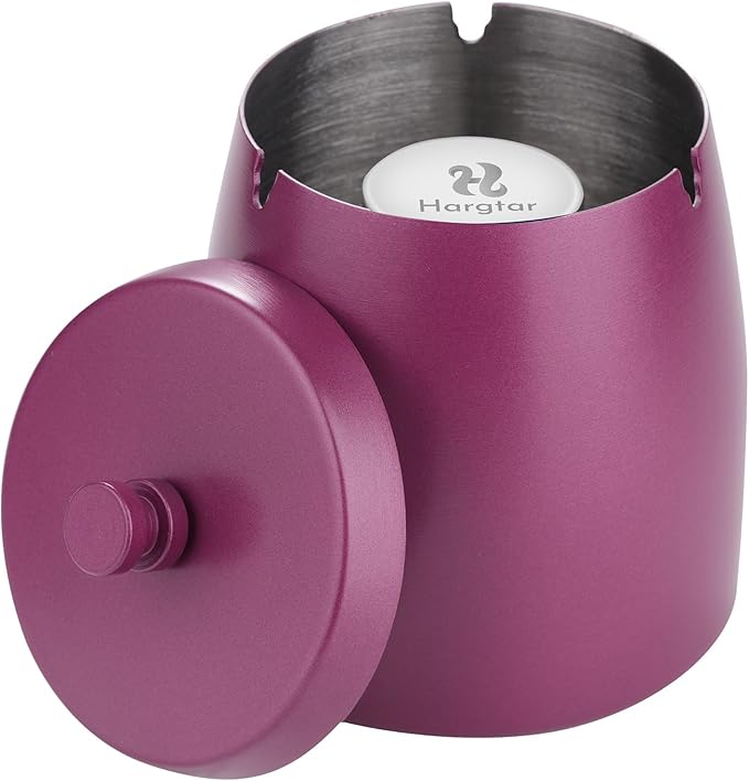 Smokeless Ashtrays For Cigarettes Indoor, Ash Tray Sets for Cigarettes Outdoor Ashtrays for Patio (Purple, Small)