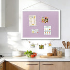 DOLLAR BOSS Bulletin Board with Linen Double-Sided 30" x 20" Linen Cork Boards for Walls Picture Display Vision Board for Office Home School Framed Picture Pin Board, 20 Pushpins 10 Clips, Purple