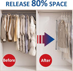 Hanging Vacuum Storage Bags, 4 Pack Hanging Storage Bags for Clothes With Electric Pump, Vacuum Sealed for Suits, Dress, Jackets (4 Long)