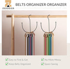 ZEDODIER Belt Hangers, Belt Rack 2 Pack Black Closet Accessories Organizers, Closet Organizer Hook Rack for Belt, Ties, Scarves, Camisoles, Hats, Bras, Shoes