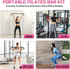 VEICK Pilates Bar Kit with Resistance Bands, Elastic Workout Bands for Men Women, Set of 5 Resistance Loop Bands for Home Fitness Stretching Strength Training