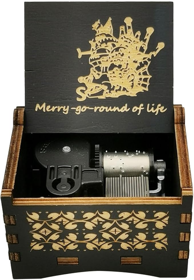 Howl's Music Box Moving Windup Music Box Merry Go Round of Life Castle Laser Musical Box for Men Women Birthday (56-EJ2 Windup)