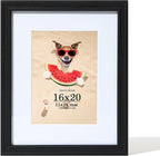 16x20 Picture Frame Black,16 x 20 Poster Frame for Wall with Real Glass, 11x14 with Mat or 16x20 Without, 20 By 16 Poster Frames Wooden Frame for Home Decor