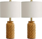 USumkky 20.5" Gold Modern Ceramic Bedside Lamp Set of 2 for Bedroom Decor Farmhouse Table Lamp for Living Room Office Dorm
