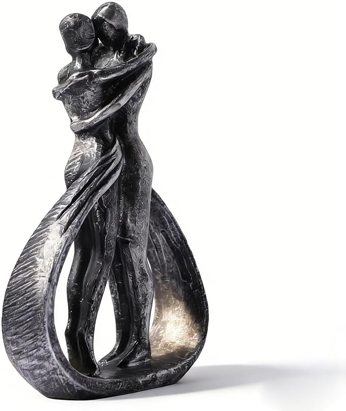 Modern Abstract Couple Statue, Kissing Lovers Sculpture Figurine for Home Decor Living Room Bedroom Bookshelf Office, Gift for Wedding Anniversaries, Love Decor Ornament for Valentines - Style C