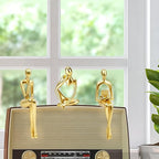 Prettidecor Gold Home Decor Thinker Statue Accents, Set of 3 Thinker Sculptures Office Decor Modern Abstract Resin Decoration on Shelf Table Desk for Living Room Office Bedroom (Small Gold)