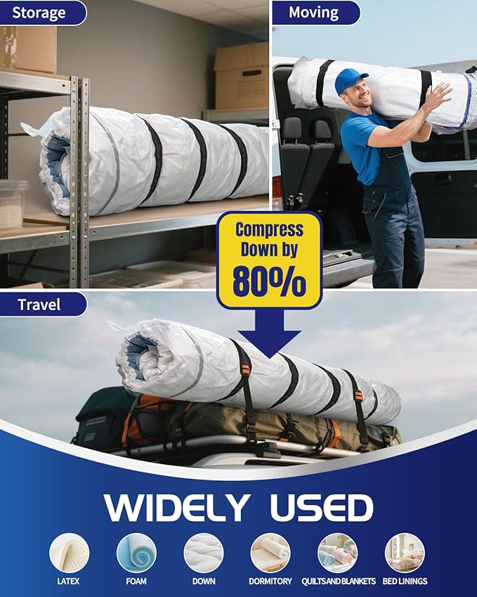 Vacuum Storage Bags for moving, Vacuum Seal Bags for Memory Foam, Latex, Clothing & Bedding, Space Saver Bags (1 King/Cal-King)