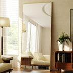 BEAUTYPEAK 86"x40" Rectangle Full Body Floor Mirrors, Full Length Mirror with Stand, Large Gold Mirror for Bedroom, Dressing Room, Leaning, Standing or Hanging Horizontally/Vertically
