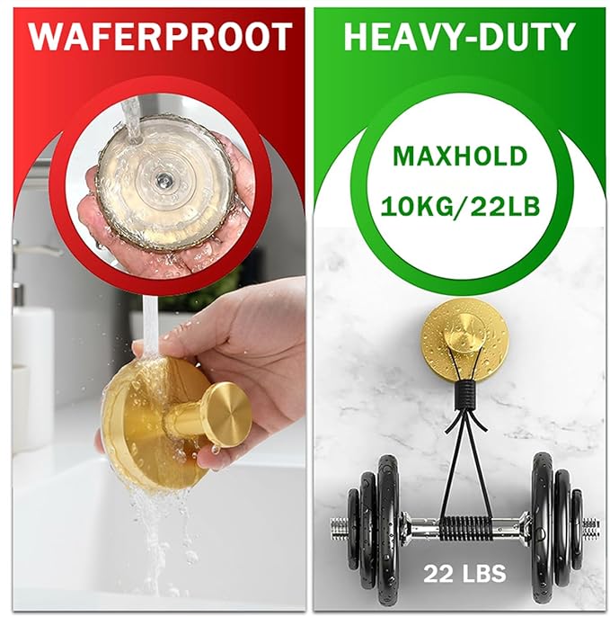 4 Pack Suction Cup Wreath Hanger, New No Drill Suction Cup Hooks for Door Wreaths, Reusable Holder for Glass Window, Door, Fall, Halloween, Christmas, Welcome Sign(Gold)