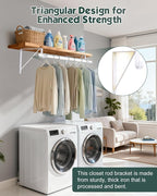 6 Pack Closet Rod Bracket, Heavy Duty Closet Rod Support with Rod Holder, Wall Mounted Closet Shelf Brackets with Triangle Stabilizing Design for Closet, Bathroom and Kitchen, White