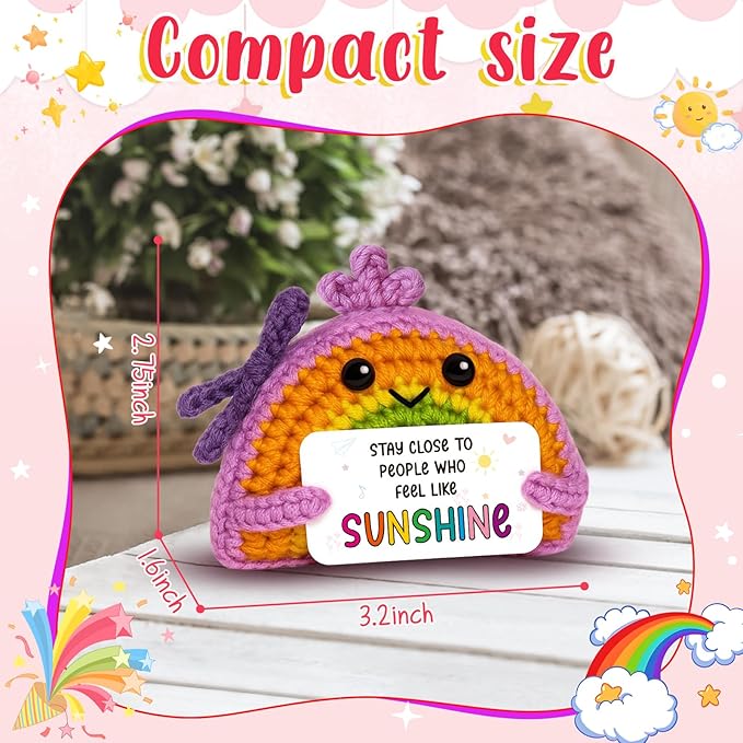 MAMAGIFTREE Rainbow Crochet with Sunshine Message Card – Handmade Appreciation Gift for Women, Friends, Coworkers, Birthday