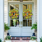 Spring Wreaths for Front Door 24 Inch,Spring Summer Wreath with Colorful Tulip,Eucalyptus and Ferns,Tulip Wreath for Indoor Outdoor Farmhouse Home Porch Wall Decor