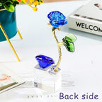YWHL 45th Wedding Anniversary Rose Gifts for Parents, 45 Years Happy Anniversary Sapphire Gift for Couples, Romantic Sapphire Wedding Keepsake for Wife Her, Crystal Rose Figurine with Blue Diamond