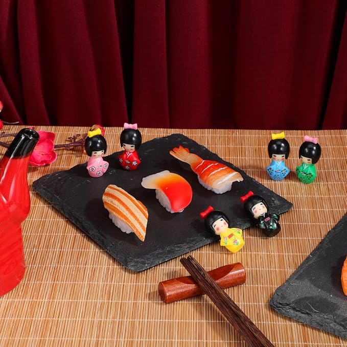 HOMSFOU 12Pcs Japanese Kimono Girl Doll Set Traditional Collectible Dolls Handcrafted Miniature Statues for Home Decoration Desk Display