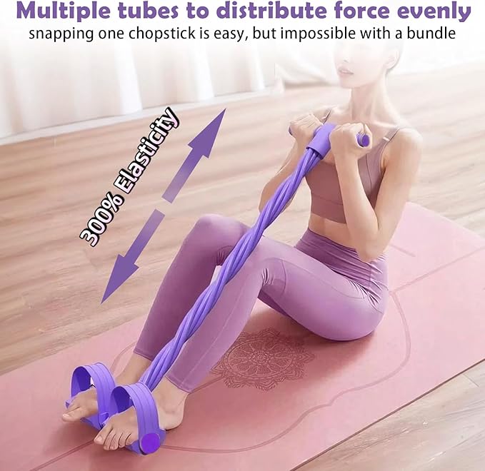 Multifunctional Pedal Resistance Band with Handle,4/6/8 Tubes for All Weights,Upgrade Heavy-Duty TPE Tubes with 300% Stretch for Full Body Workouts.