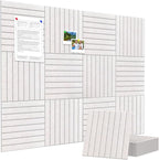Large Cork Board Alternative 48” X 36” Felt Bulletin Board Tiles, with 30 Pushpins, 60 Adhesive Tabs,12-Pack Slat Wall Paneling, Cork Boards for Office Push Pin Board Felt Board - Oatmeal