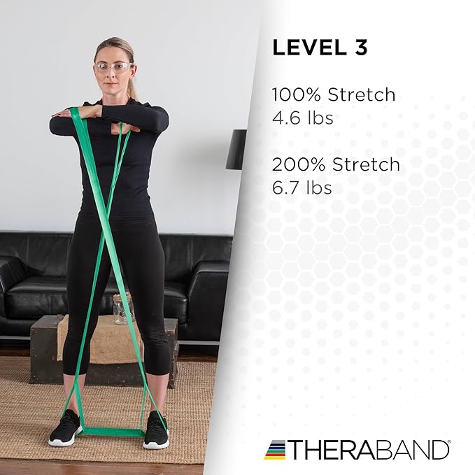 THERABAND CLX Resistance Band with Loops, 5-Foot Non-Latex Exercise Band for Mobility, Rehab, Stretching & Home Workouts, Color-Coded Resistance Levels