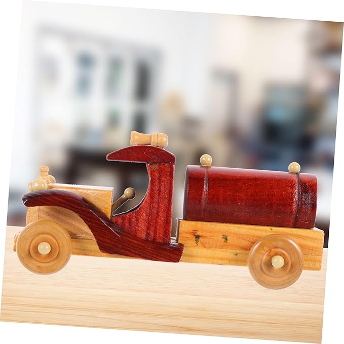 Vintage Wooden Car Model Decor Retro Car Ornament for Home Desktop Craft Collectors Rustic Vintage Style for Living Room and Office