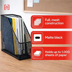 Staples TRU RED Metal Magazine File Organizer, Black - Top - Loading Desktop File Holder with Handle, Holds Up to 1000 Sheets