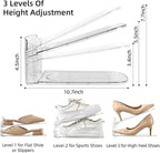 shoe slots organizer, Clear Shoe Stacker, Adjustable Level Shoe Rack,Storage Space Saver for Sneakers Display (Transparent, 16Pack)