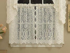 Sweet Home Collection Old World Style Kitchen Curtain 36" Tier Hopewell Cream