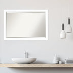 Amanti Art White Wall Mirror 27x39 Basic White Narrow Rectangle Bathroom Mirror for Wall Decor Living Room, Large Casual Wood Frame, Hangs Horizonally and Vertically, Bathroom Decor, Beveled Edge