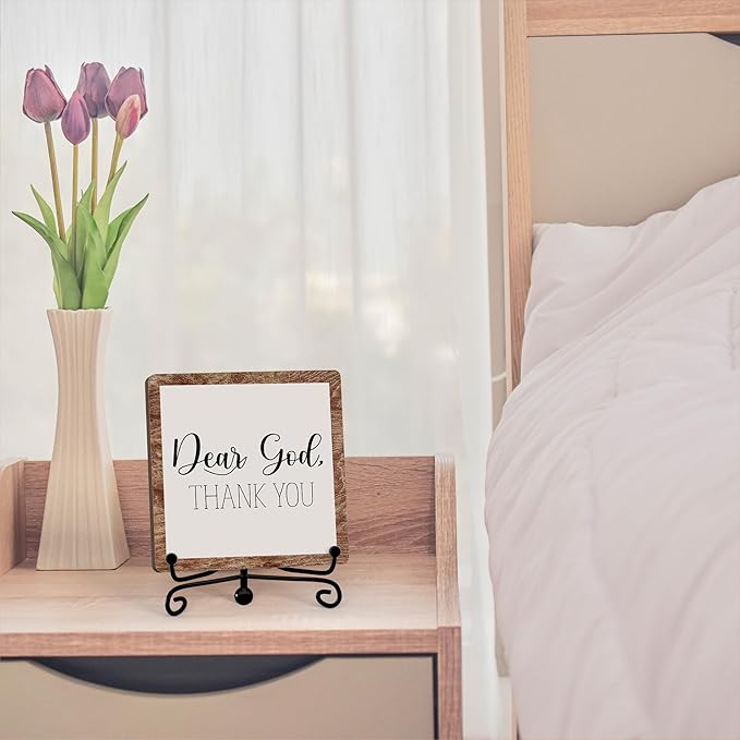 Modern Farmhouse Decor, Home Decor For Living Room, Boho Chic Aesthetic Shelf Decorations, Christian Rutsic Dear God Sign, Farm House Entryway Tv Stand Fireplace Coffee Table Decoration (06)
