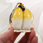 Hand Painted Trinket Box for Home Decor Accents, Enamel Hinged Jewelry Box for Bookshelf Office Table Desk Decoration, Classical Figurine Collectible Keepsake Animal Sculptures (Couple Penguin)