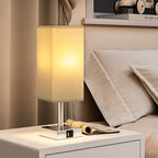 aooshine Touch Bedside Table Lamp Set of 2-3-Way Dimmable Night Lamp with USB A + Type C Charging Ports and Two AC Outlets, Small Desk Light with E26 LED Bulb for Bedroom Living Room Dorm Office