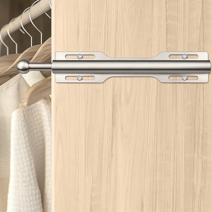 FIRJOY 12" Valet Rod for Closet Pull Out (2 Pack, Brushed Nickel)