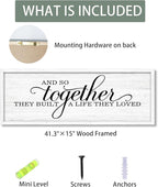 Rutiyoka Farmhouse Wall Decor: 'and so Together They Built a Life They Loved' Sign, 41.3''15'' Framed Wood Wall Art for Bedroom