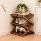 The 9-Tier No-Assembly Bamboo Rack, Folding Bamboo Shoe Rack Organizer with Collapsible Vertical Design, Space-Saving & No-Tool Assembly, for Entryways,Corners,Bedrooms,Balconies (Brown,3)