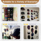 22 Pack Adhesive Hat Hooks for Wall, Super Strong Hat Rack for Baseball Caps, Hat Organizer Display for Home Decor, Hat Hangers Holder for Wall, Door, Closet, No Drilling - USA Patented (Black)
