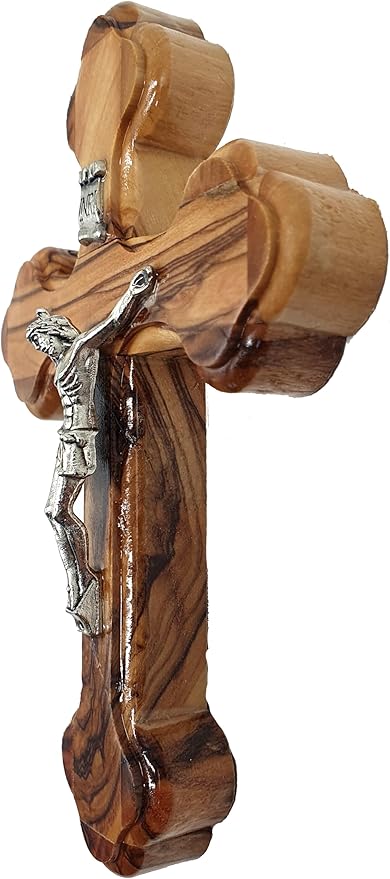 Zuluf 4.7" Wooden Orthodox Wall Crucifix Christian Catholic Handmade Cross from Bethlehem Holy Land Gift CRS071