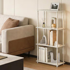Furinno Turn-N-Tube Storage Shelves, 4-Tier Open Frame Book Shelf, Standing Corner Shelf, Toolless Open Shelves, Classic Tubes, for Organization and Storage, Living Room, Home Office, White