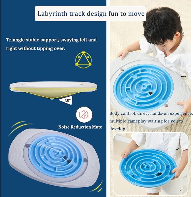 Balance Board Maze,Swing Maze Balance Board with 3 Interchangeable Turntables and 2 Balls for Exercise,Physical Therapy and Recreation