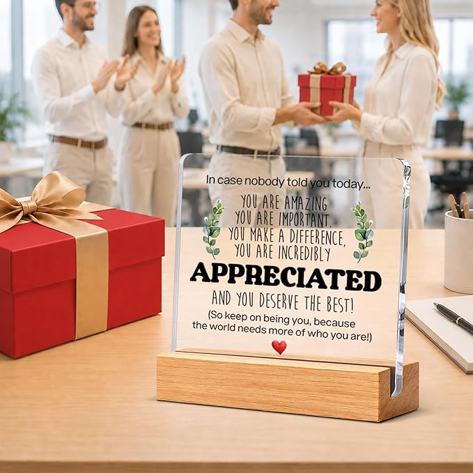 Thank You & Appreciation Gifts Bulk for Coworkers, Friends, Women and Men, Inspirational Gift Ideas, Motivational Desk Decor for Office Home, 4 x 4 Inches, Set of 2