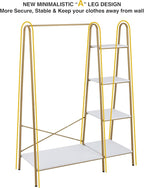 Finnhomy Clothes Rack, Clothing Rack for Hanging Clothes Heavy Duty Garment Rack with 5 Wood Shelves Freestanding Portable Closet Organizer for Bedroom/Entryway/Boutiques，Gold