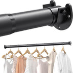 4 PACK Closet Rods for Hanging Clothes, 17 to 39 Inches Stepless Adjustable Metal Closet Rod, 1.3 Inches Heavy Duty Clothes Hanging Rod for Closet Wardrobes Laundry RV, Black