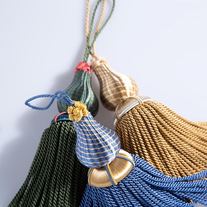 Luxury Tassels for Curtains and Furniture Knobs, 2 Pack - 8.4" Elegant Rayon Decorative Tassel, Silky Tassel Pendant for Cabinet Handles, Home Decor Accents (Red)