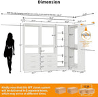 Closet System with 6 Drawers, Corner Closet Organizer Systems with 8 Shelves & 7 Hanging Rods L-Shaped Walk in Closet Freestanding Corner Tower Modular Storage System 3 Sets 2100+ Lbs Capacity White