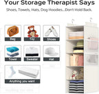 Extra Deep Hanging Closet Organizers and Storage, 5-Tier Closet Hanging Organizer with 4 Mesh Pockets, Heavy-Duty Closet Shelves for Clothes and Hats, Ideal for Dorms and RVs, 1-Pack, White