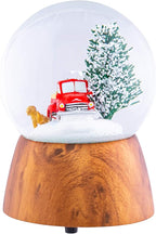 Red Truck With Dogs Cherry Woodgrain 6 x 4 Resin and Metal Holiday Musical Snow Globe