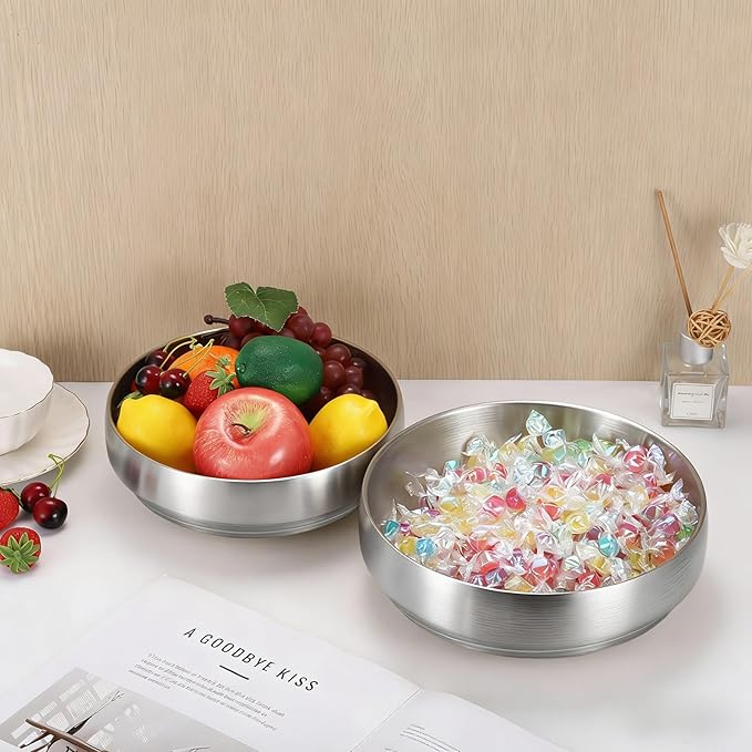 Key Bowl for Entryway Table 8.3" Modern Decorative Bowl Catchall Bowl for Candy Fruit Serving Bowls for Kitchen Counter, Coffee Table,Silver
