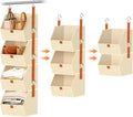 4-Tier Hanging Closet Organizer and Storage with Detachable Bins, Fabric Hanging Shelves for Closet, Dorm, Rv, Space-Saving Collapsible Basket for Handbags, Clothes (47” H)