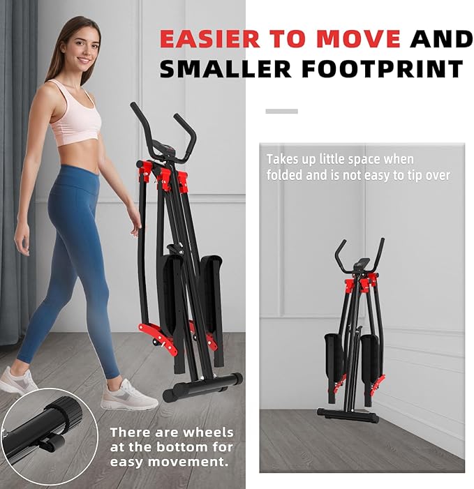 Air Walk Elliptical Glider Machine,30" inch Long Stride Full-Body Cardio Cross Trainer Foldable uitable for Small Spaces,350LBS Weight Capacity